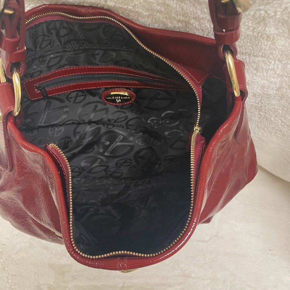 Francesco Biasia Burgundy High Gloss Patent Leather Large Hobo Bag - Picture 8 of 16